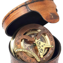 Brass Nautical - Antique Brass & Copper Sundial Compass, Sundial Clock in Box Gift Sun Clock Ship Replica Watch
