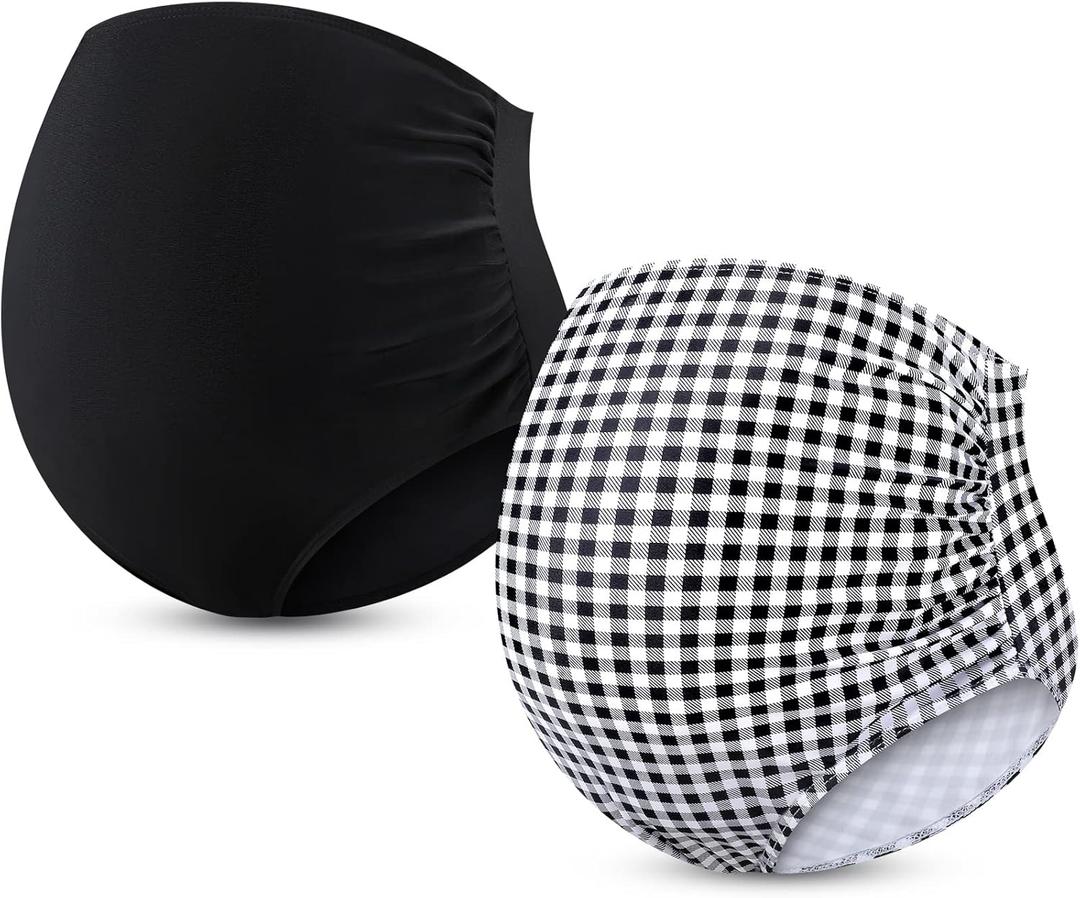 2 Pcs Maternity Swimsuits Bottoms High Waisted Bikini Bottom Women's Swimwear Bottoms, Hip 38-40 in, Waist 26-28 in