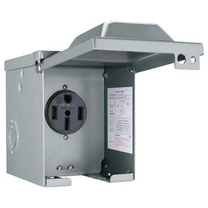 50 Amp 125/250 Volt RV Power Outlet Box, Enclosed Lockable Weatherproof NEMA 14-50R Outdoor Electrical Receptacle Panel, 50 Amp RV Receptacle for Camper Trailer Motorhome Electric Car Generator