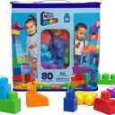 MEGA BLOKS First Builders Toddler Blocks Toys Set, Big Building Bag with 80 Pieces and Storage, Blue, Ages 1+ Years