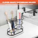 Toothbrush Holder Stand for Bathroom, Metal Toothbrush Organizer with Marble Base, Toothbrush Storage Collection for Family, Suitable for Home Hotel Countertop Vanity (Medium, Matte Black)