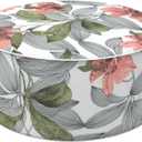 LVTXIII Outdoor/Indoor Inflatable Footrest Stool, All Weather Patio Round Ottoman, Portable Fluffy Pouf for Patio Garden, Camping or Home Decoration, 21x21x9, Clemens Noir Pink