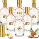 Funnymoom 6 Set 12.7 oz Christmas Clear Coquito Glass Bottles for Homemade Glass Bottles with Cap Cork Stopper Labels Airtight Lid for Home Brewing Making Coquito Eggnog