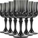 Pinkunn 6 Pcs 7 oz Plastic Vintage Wine Glasses Reusable Colored Goblets Patterned Drinking Water Glasses Cup Dishwasher Safe for Valentine's Day Wedding Reception Party Supplies (Black)