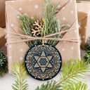 Hanukkah Ornaments for Tree Christmas Hanukkah Tree Ornaments Ceramic Decorations Star of David Ornament Decor for Home Jewish Christmas Ornament for Women Men Friends(star1)