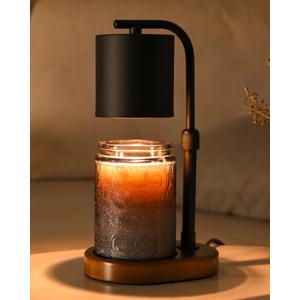 Candle Warmer Lamp Timer - Adjustable Black Candle Lamp Warmer, Birthday Gifts for Women, for Mom, House Warming Gifts New Home, Candle Warmer for Jar Candles with 2 Bulb