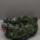 Pre-Lit Artificial Christmas Garland, Snowflake Garland, White Lights 50, Decorated with Pine Cones, Berry Clusters, Plug in, Christmas Decorations, 9 Feet