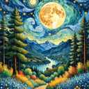 ldazao Moon Paint by Numbers Kit for Adults Beginner Forest Adult Paint by Number Kits On Canvas Adults' Paint-by-Number Kits DIY Oil Painting for Gift Home Wall Decor 16x20 Inch (SZ0018)