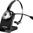 TECKNET Bluetooth 5.0 Headset with Microphone for PC, USB Wireless Headset with Mic for Work, 40Hrs Worktime AI Noise Cancelling On Ear Bluetooth Headphones with Charging Base for Laptop/Call Center