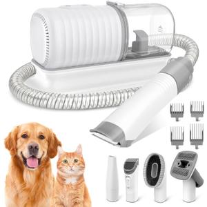 binROC Dog Grooming Vacuum Kit, Pet Grooming Vacuum with Electric Dog Hair Clipper, Grooming Brush, Cleaning and Crevice Tool with 1.5L Dust Cup 5 Grooming Tools for Shedding Pet Hair, Home Cleaning
