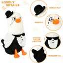 PEACH CAT Banana Duck Plush Pillow Wear Bowler Hat Monocle Stuffed Animals Cute Plushies Toy Gifts for Kids White and Black 12"