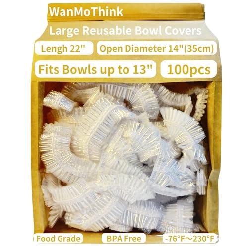 WanMoThink 100 Bowl Covers Bread Proofing Extra Large Shower Cap Plastic Wrap for Food Sourdough Bread Baking Supplies Rising Elastic Reusable Sourdough Tools Banneton Covers Outdoor Fresh Keeping Bag,  Diameter 14"