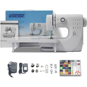 Sewing Machine for Beginners, Mini Portable Machine Electric, 12 Built-In Stitches Dual Speed with Foot Pedal, 6 Replaceable Presser Feet, Sewing Kit(With Extension Table)