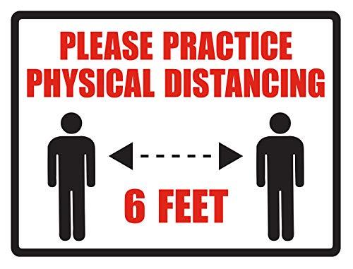 Hillman 843864 Please Practice Physical Distancing Peel and Stick Sign, 4" x 6", Black and Red Vinyl, 3PCS