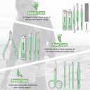 Manicure Set Professional Nail Clippers Pedicure Kit, 16 pcs Stainless Steel Nail Care Tools Grooming Kit with Luxurious Travel Leather Case for Thick Nails Men Women Gift (Green)