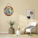Butterfly Window Suncatcher Hanging Ornament 6.3 Reinforced Stained Glass Flower Door Sun Catchers for Indoor Gifts Wall for Butterfly Lovers Panel Holiday Decor