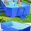Foldable Pool, Foldable Swimming Pools, Large Folding Pools for Adults, Non-Inflatable Pool,Oversize Thickened Collapsible Pool, Kids Pools for Backyard,Mosaic Design 90"x48"x20"-Blue