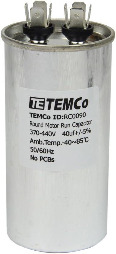 TEMCo 40 uf/MFD 370-440 VAC volts Round Run Capacitor 50/60 Hz AC Electric - Lot -1 