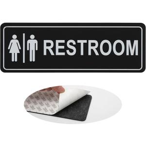 Restroom Sign Unisex for Business and Home, Equipped with Strong Self-Adhesive, Ideal for Office, Business Bathroom, or Toilet Door/Wall Decoration (9x3), Simple Installation