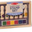 Melissa & Doug Happy Handles Wooden Stamp Set: 6 Stamps and 6-Color Stamp Pad