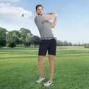 Rouen Mens Golf Shirt Moisture Wicking Dry Fit Performance Stripe Casual Collared Short Sleeve Golf Polo Shirts for Men (Gray, M)