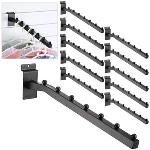 Blulu 10 Pcs 7 Ball Slatwall Waterfall Hooks 13.8 Inch Metal Slat Wall Accessory Slatwall Display Hangers Heavy Duty Slat Wall Hooks Shelf Brackets for Clothing Retail Garage Shop Display(Black)