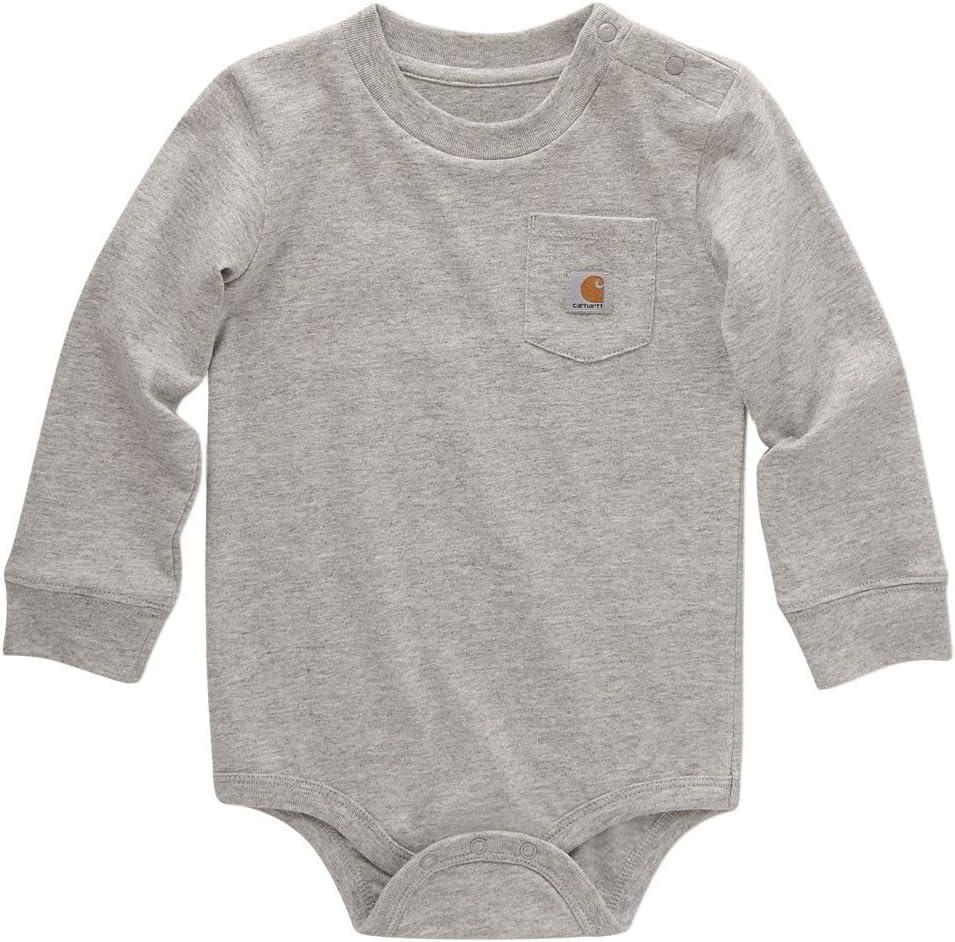 Carhartt Long-Sleeve Pocket Bodysuit (3 Months, Grey Heather) Carhartt Long-Sleeve Pocket Bodysuit (3 Months, Grey Heather)