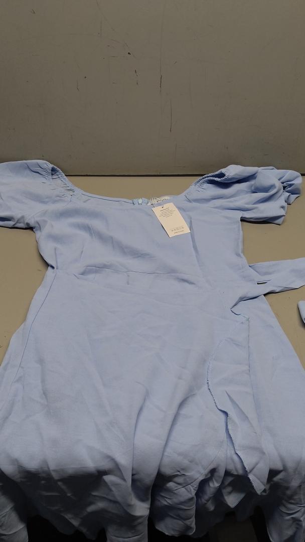  Women's Casual Dress Square Neck Short Sleeve Ruffle Hem Summer Basic Solid Color Spring Travel Mini Skirt, Medium