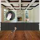 Reinforced 155" Extra Wide Baby Gate Retractable Dog Gate with Support Rods – Prevent Crawling Under, 13ft Retractable Baby Gates Long Gates for Kids or Pets, Mesh Baby Gate Retractable Pet Gate/ Black