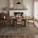 Bavni Washable Rugs 8x10 Area Rug for Living Room Bedroom, Print Vintage Aesthetic Chenille Carpet Rug, Ultra-Thin Low Pile Rugs for Dining Room Home Office with Non Slip Backing, Brown