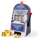 Slot Machine Money Bank (4.2 * 3.9 * 8.26inch) Lucky Seven Casino Games Piggy Bank with Flashing Lights and Jackpot Sounds Blue