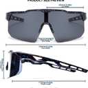 Youth Baseball Sunglasses for Boys Girls Softball Cycling Sports Sunglasses Kids Lightweight UV Protection (3pack-black+red+blue)