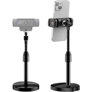 InnoGear Webcam Mount for Desk, Table Telescopic Webcam Stand with Phone Holder for Camera Webcam C922 C930e C920S C920 C615 C960 C920x BRIO 4K NexiGo N60, Right Light, GoPro with 1/4" Thread, Black