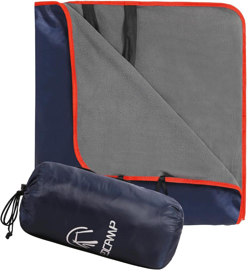 REDCAMP Large Waterproof Stadium Blanket for Cold Weather, 79x 79 Soft Warm Fleece Windproof Camping Blanket for Camping, Hiking, Traveling, Sporting Events (Dark Blue)