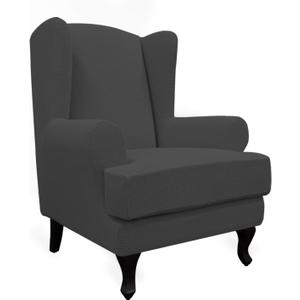 Easy-Going Stretch Wingback Chair Sofa Slipcover 2-Piece Sofa Cover Furniture Protector Couch Soft with Elastic Bottom, Spandex Jacquard Fabric Small Checks, Dark Gray