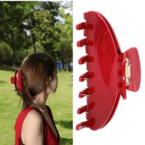 Medium Cute Acetate Hair Claw Clip for Women Girls, 3 Inch Cherry Red Claw Clips for Thin & Medium Thick Hair, Durable French Banana Clip with Gift Box, Celluloid Accessories