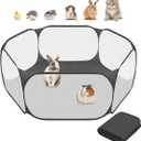 Amakunft 2 in 1 Small Animal Playpen with Waterproof Pad, Pop-Up Portable Play Yard for Guinea Pigs, Rabbits, Hamsters, Hedgehogs, Foldable Exercise Fence with Breathable Mesh for Indoor Outdoor Use
