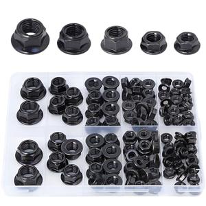 GOFIRA M5 M6 M8 M10 M12 Hex Flange Nuts Assortment Kit 103PCS,1.25mm Serrated (M8 M10 M12 Self-Locking)