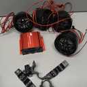 4 Channels UTV ATV Anti-Theft Bluetooth Amplifier Sound System Hand-Free Speakers FM USB Audio System Stereo Remote Control Anti-Theft Police Guard-Alarm 4X 3 Inch Speakers