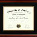 Luminary 15x18 Wood Diploma Frame with 11x14 Opening Black Mat for College Degree Certificate Document, Cherry Red Color Wooden Frame with Tempered Glass Panel for Wall Mount Display