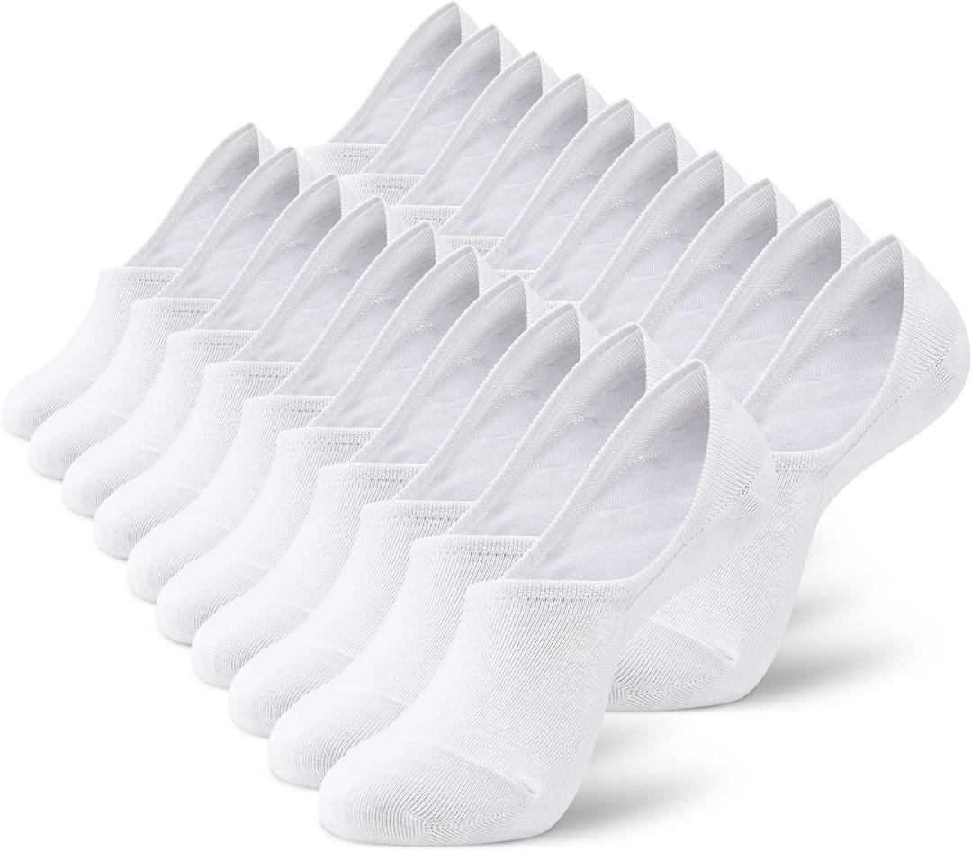 MONFOOT Men's/Women's 10 Pairs Invisible No Show Non slip Socks, Multipack (Medium)