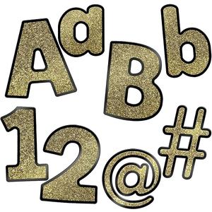 Carson Dellosa 219 Piece 4 Inch Gold Glitter Bulletin Board Letters for Classroom, Alphabet Letters, Numbers, Punctuation & Symbols, Cut Out Letters for Bulletin Board