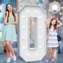 4FT Marquee Light Up Numbers - Cool White Light Up Numbers 0 with Fixed Water Bag, Party Decoration Large Marquee Light Up Numbers can Be Used for Wedding Decoration, Birthday Party Decoration