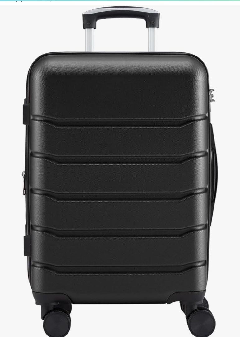 21 Inch Carry On Luggage Expandable Hardside Suitcases with Rolling Spinner Wheels Lightweight Hard Shell Suit Case with TSA Lock for Travel Airline Approved, Natural Black