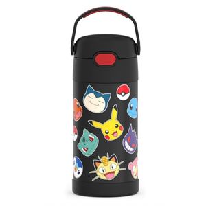 THERMOS FUNTAINER Water Bottle with Straw - 12 Ounce - Kids Stainless Steel Vacuum Insulated Water Bottle with Lid, Pokmon (Pokemon)