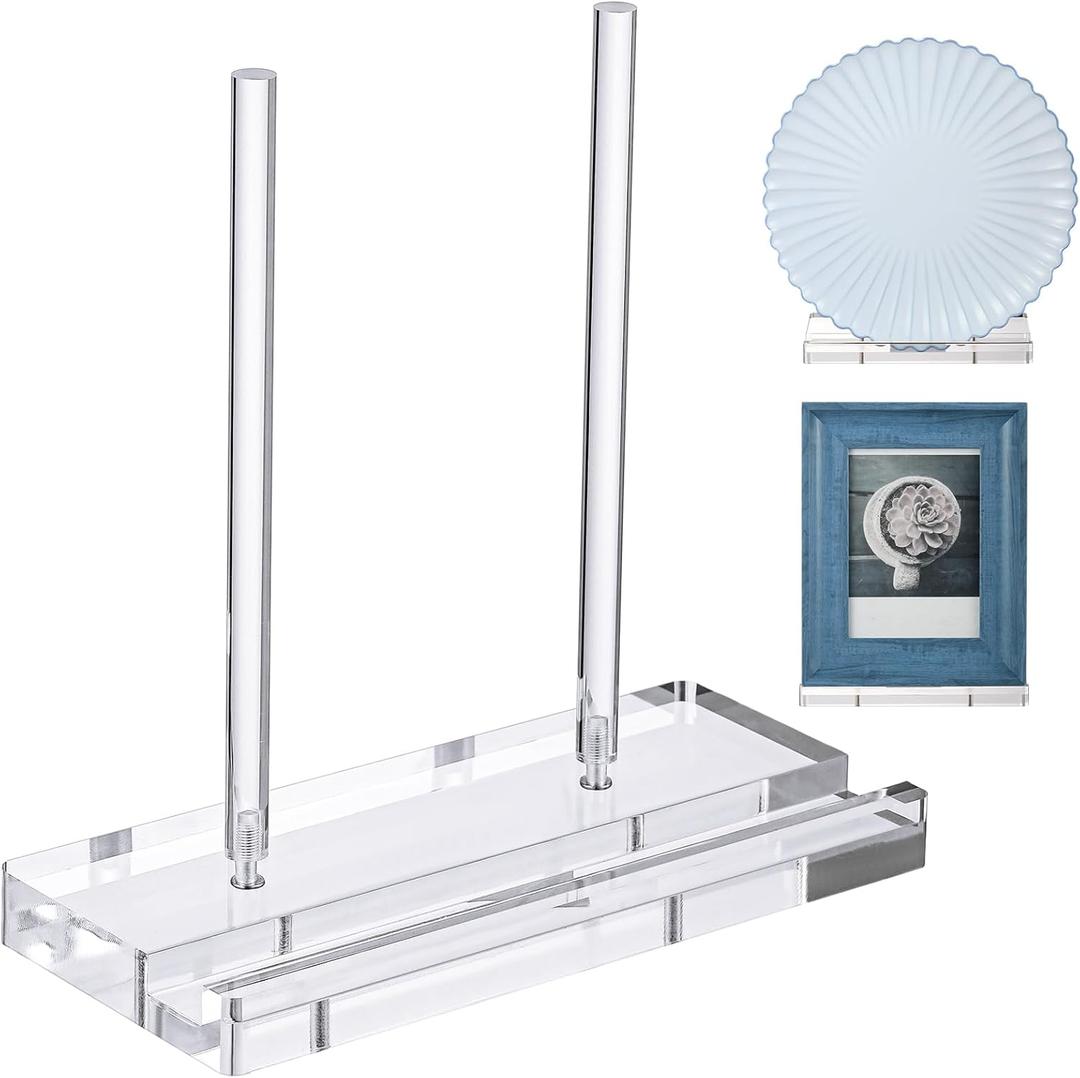 CroBlissful Tabletop Acrylic Display Stand Clear Easel Acrylic Book Display Holder Artwork Storage Rack for Picture Frame Albums Record Magazine Tablet Canvas Board (Clear,10 x 5 x 10 Inch)