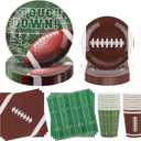 Football Party Supplies Set for 24-Disposable Paper Plates and Napkins, Cups, Touchdown Football Tableware Party Decorations for Birthday Themed Game Day Tailgate Table Decor