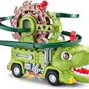 2-in-1 Light-Up Dino Truck Toy Set  Motorized Ferris-Wheel Ramp & Stunt Car, Music LED Effects, STEM Take-Apart Build Play, Dinosaur Gift for Toddlers Boys Girls Ages 3-8(Tyrannosaurus)