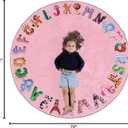 ABC Alphabet Rug for Kids – 6 ft Round Pink Play Mat, Soft Nursery Decor for Learning Letters, Classroom & Nursery Area Mat