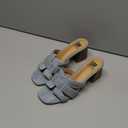 SM New York Denim Block Heel Sandals (Size 7 Left -8 Right)